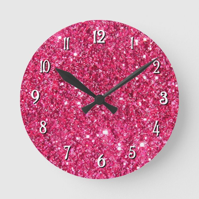 Horloge Ronde Parties scintillant rose-chaud (Recto)