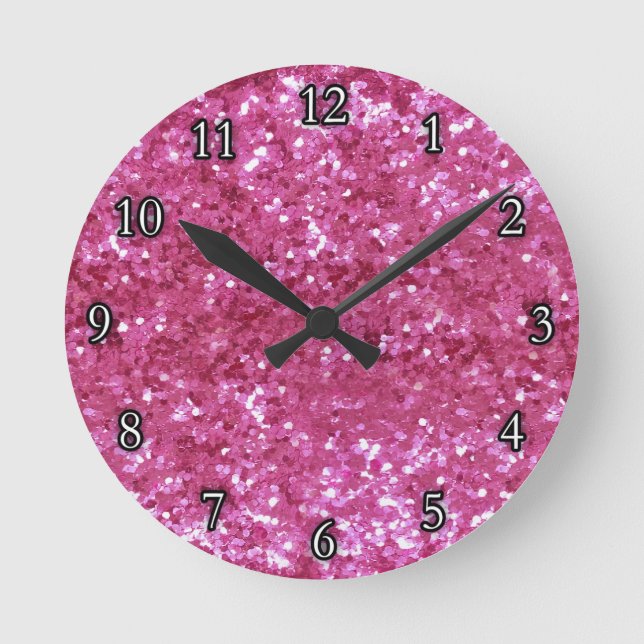 Horloge Ronde Parties scintillant rose chaud (Recto)
