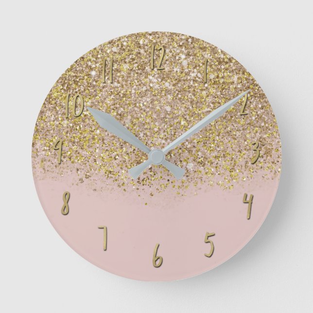 Horloge Ronde Parties scintillant rose et or Moderne tendance Gl (Recto)