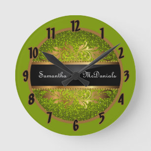 Horloge Ronde Parties scintillant verte de chaux Sequin Disco Ho