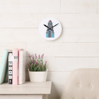Horloge Ronde Pastel Clock Tower: Art Deco Delight Sticker