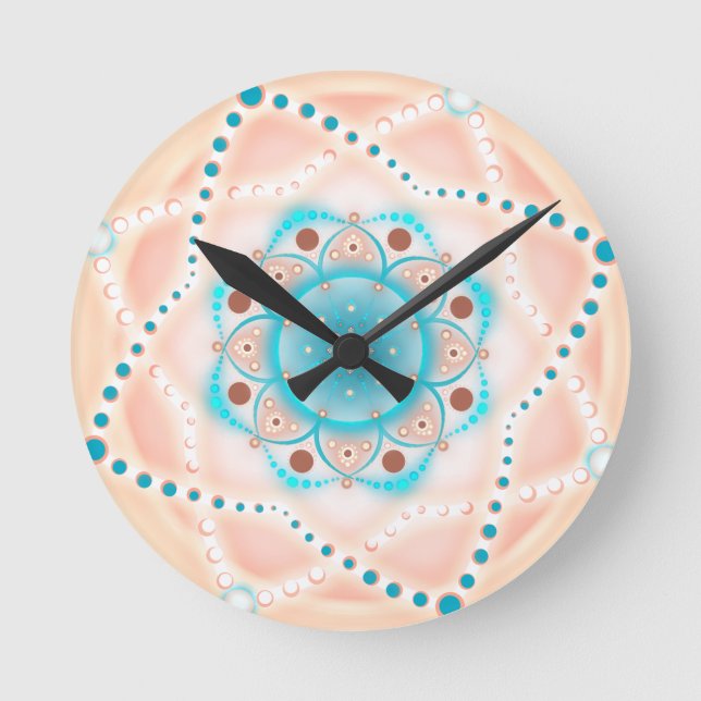 Horloge Ronde Pastel Floral Mandala (Recto)