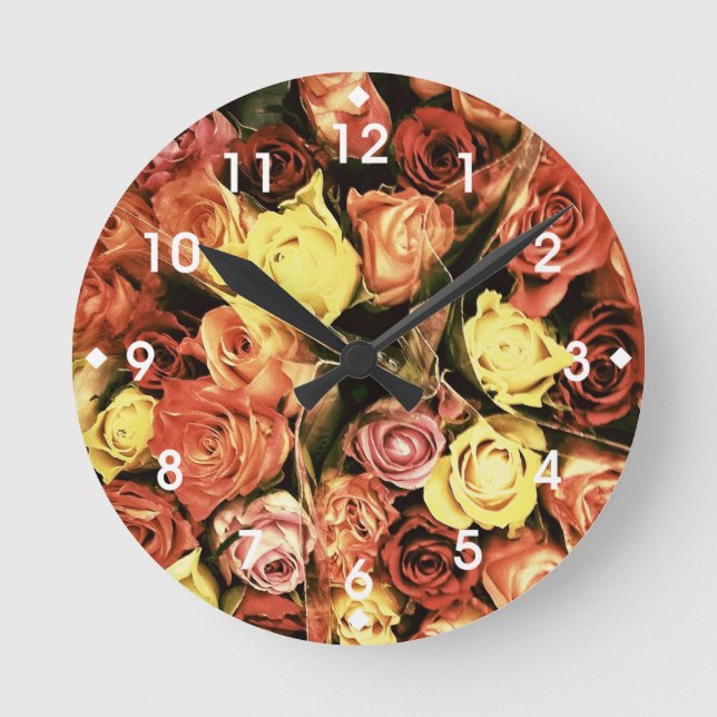 Horloge Ronde Pastel Roses (Recto)