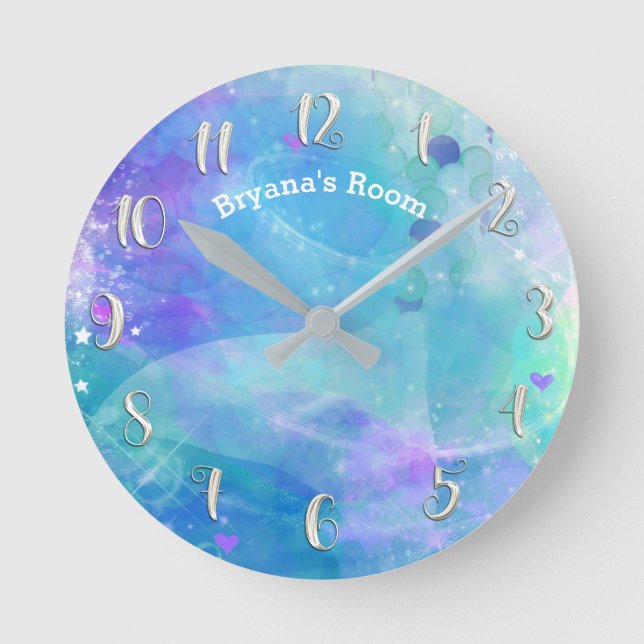 Horloge Ronde Pastel Watercolor Turquoise Mermaid Queue personna (Recto)