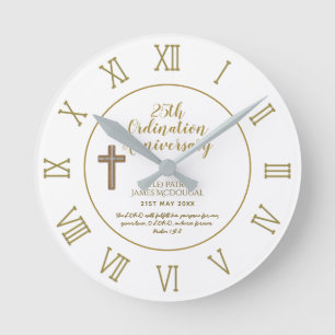 Horloge Ronde PASTOR Ordination Anniversaire Bible Verse Cadeau