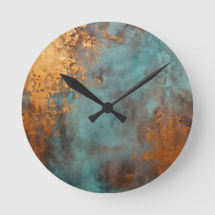 Horloge Ronde Patina de cuivre rustique