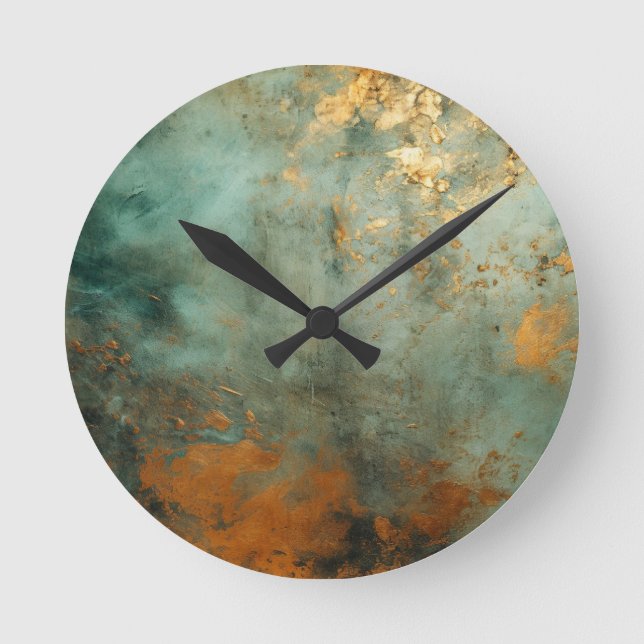 Horloge Ronde Patina de cuivre rustique (Recto)