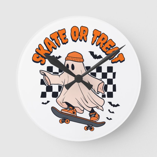 Horloge Ronde Patinage ou traitement du fantôme Halloween (Recto)