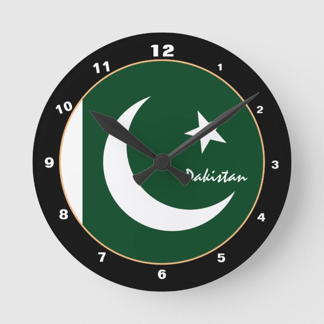Horloge Ronde Patriotique Pakistan Drapeau, Pakistan Accueil / D (Recto)