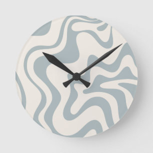 Horloge Ronde Pattern Blue-Grey and Cream