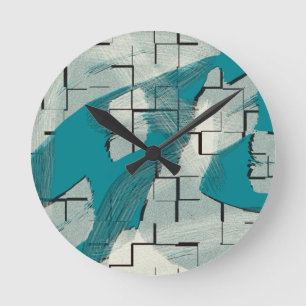 Horloge Ronde Patterns bleus