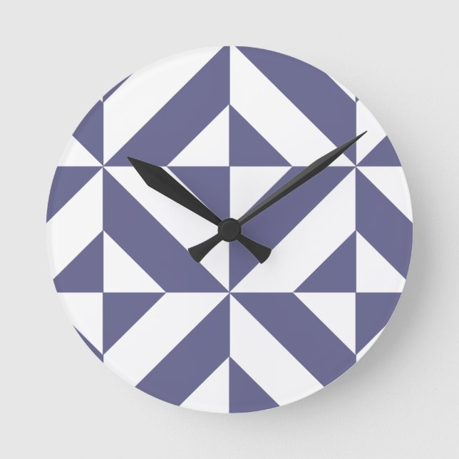 Horloge Ronde Patters Midnight Blue Geometric Deco Cube (Recto)