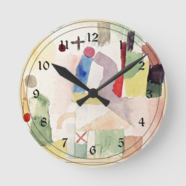 Horloge Ronde Paul Klee art : Aquarelle pathétique, Rouge (Recto)
