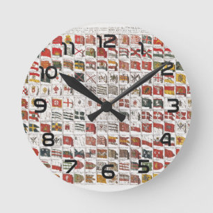 Horloge Ronde Pavillons Maritimes Anciens du Monde Poster