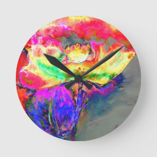 Horloge Ronde Pavot jaune