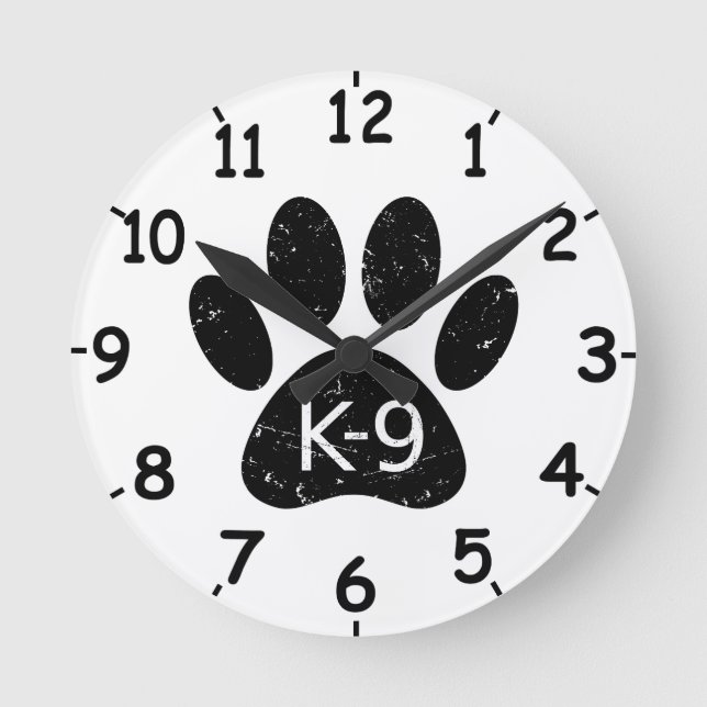 Horloge Ronde Paw Chien en Perdu Grunge K-9 (Recto)