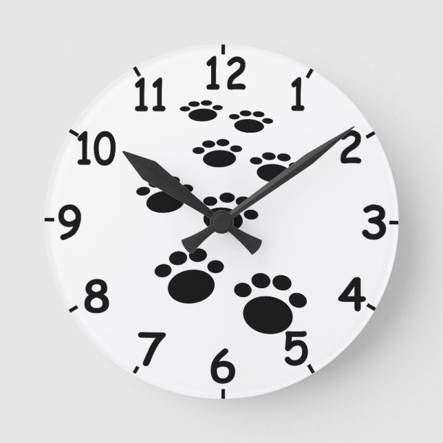 Horloge Ronde Paw Paw Trail pour animaux de compagnie caricaturé (Recto)