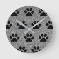 Paw Print Patterns Black Silvery Grey Glitter Cute