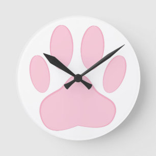 Horloge Ronde Pawprint rose