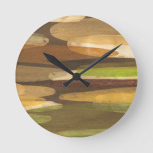 Horloge Ronde Paysage Abstrait de ton terrestre
