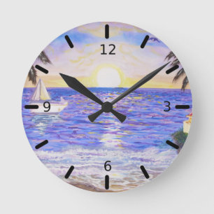 Horloge Ronde Paysage de plage