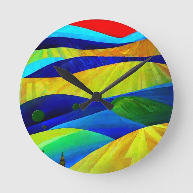 Horloge Ronde Paysage de Rainbow Imaginaire Hills (Recto)