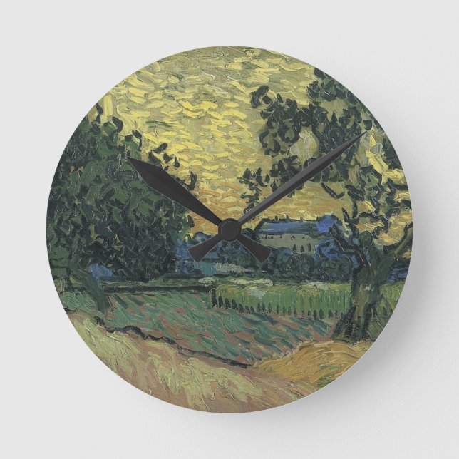 Horloge Ronde Paysage de Van Gogh à Twilight (Recto)