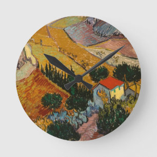 Horloge Ronde Paysage de Vincent van Gogh   avec la Chambre et