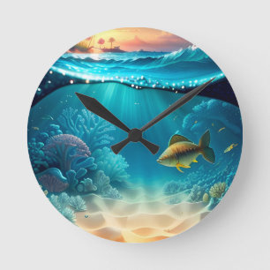 Horloge Ronde Paysage sous-marin tropical