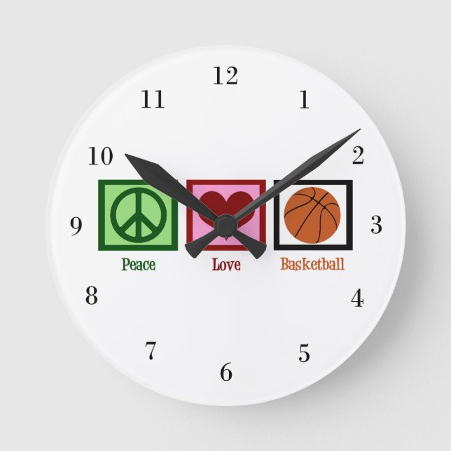 Horloge Ronde Peace Love Basketball (Recto)