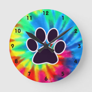 Horloge Ronde Peace, love, dog; pavprint
