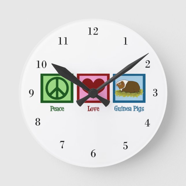 Horloge Ronde Peace Love Guinée Pigs (Recto)