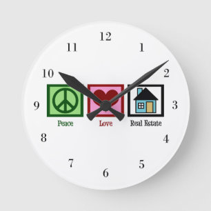 Horloge Ronde Peace Love Immobilier