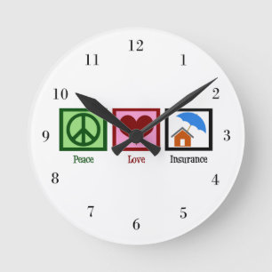 Horloge Ronde Peace Love Insurance