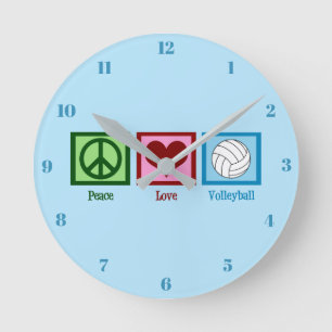 Horloge Ronde Peace Love Volleyball