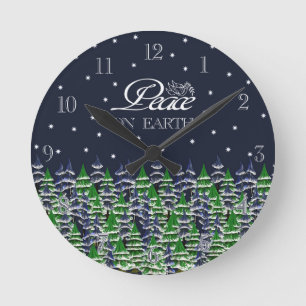 Horloge Ronde Peace On Earth Christmas Trees
