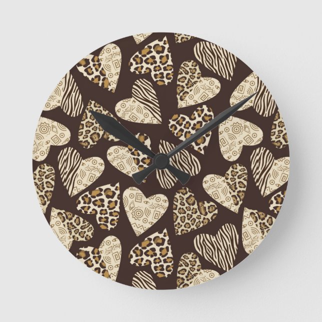Horloge Ronde Peau d'animal aux coeurs (Recto)