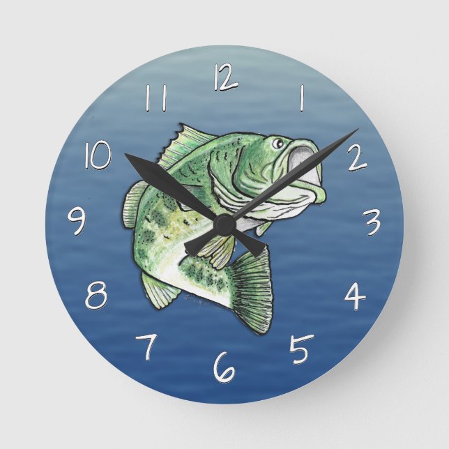 Horloge Ronde Pêche au bar sautante de large ouverture (Recto)