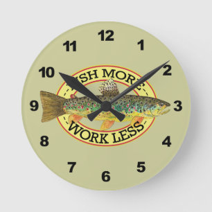 Horloge Ronde Pêche Brown à la truite