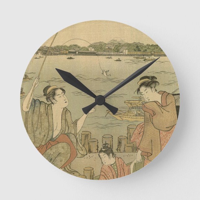 Horloge Ronde Pêcheurs Japonais (Recto)