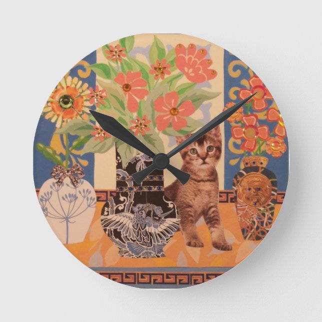 Horloge Ronde Peekaboo Kitten : Cute Kitty Clock (Recto)