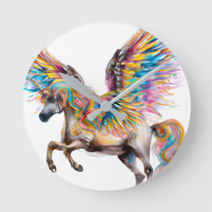 Horloge Ronde Pégase coloré