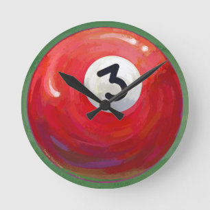 Horloge Ronde Peint 3 Motif de billard