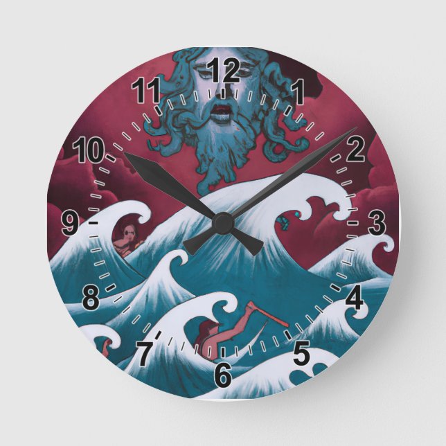 Horloge Ronde Peinture à l'huile de Neptune Crimson (Recto)