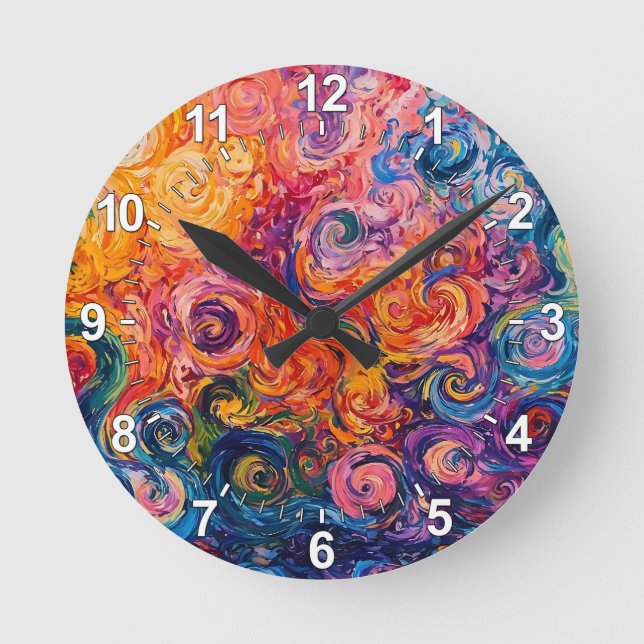 Horloge Ronde Peinture à l'huile de tourbillons psychédélique (Recto)