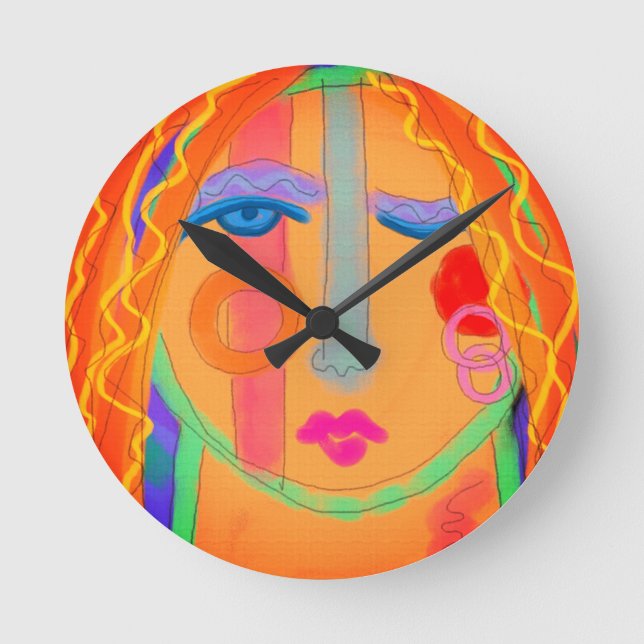 Horloge Ronde Peinture Abstraite colorée (Recto)