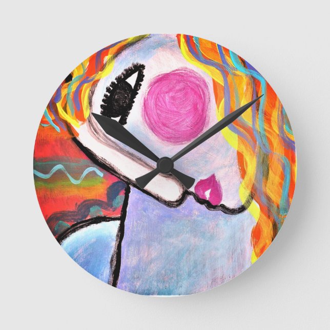 Horloge Ronde Peinture Abstraite colorée (Recto)