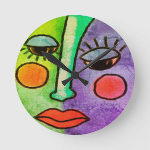 Horloge Ronde Peinture Abstraite colorée