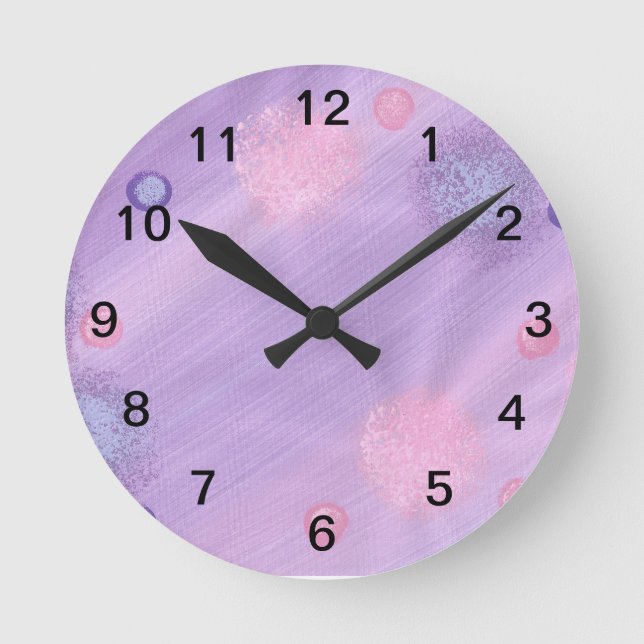 Horloge Ronde Peinture Abstraite de la lavande et des sphères ro (Recto)