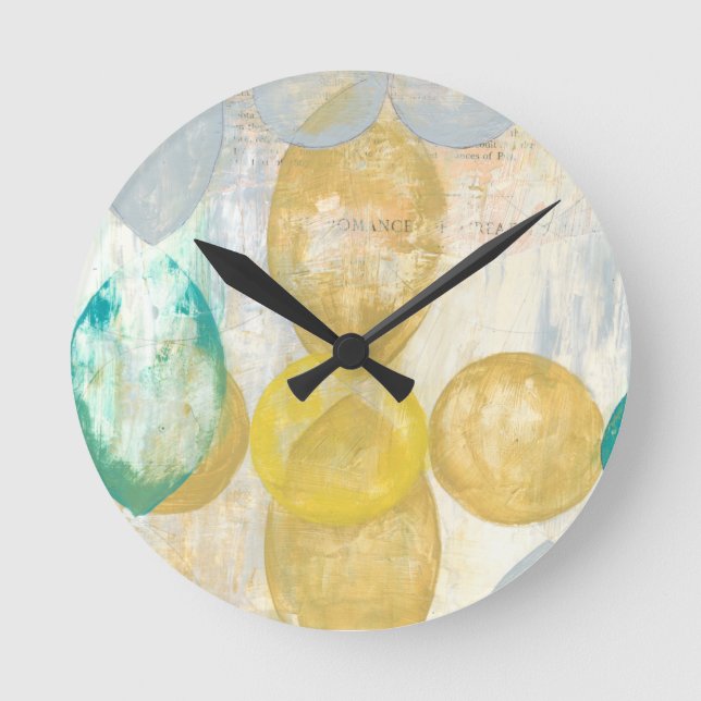 Horloge Ronde Peinture Abstraite moderne sur papier journal (Recto)